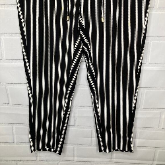 H&M Black and White Striped Cropped Tapered Trouser Pants Size 10 - Picture 6 of 12